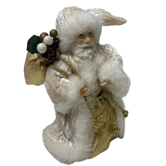Old World Santa 5.5" Vintage Christmas Decor Gold Fabric Figurine - Picture 5 of 8